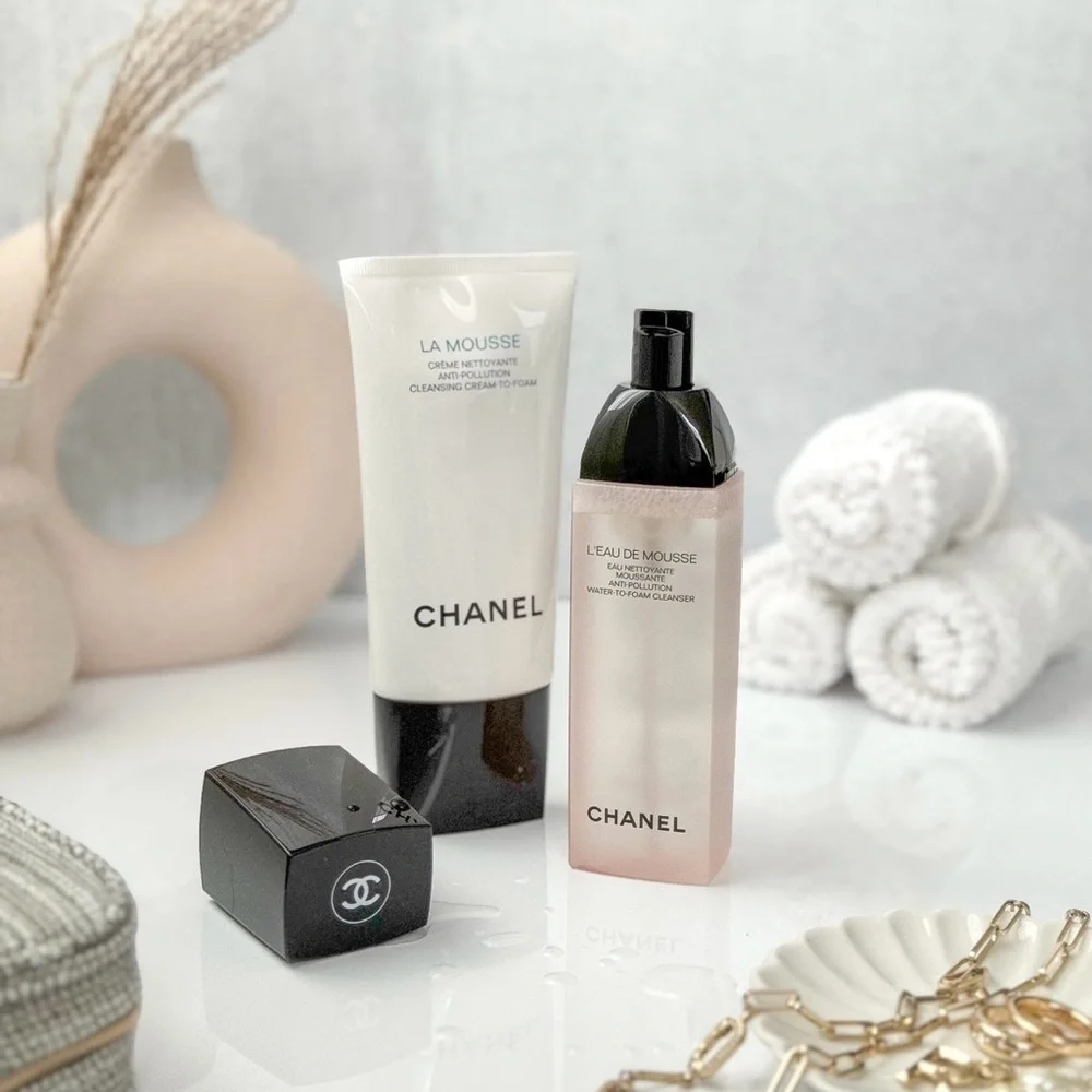 Chanel Skincare Set with Gold Pouch